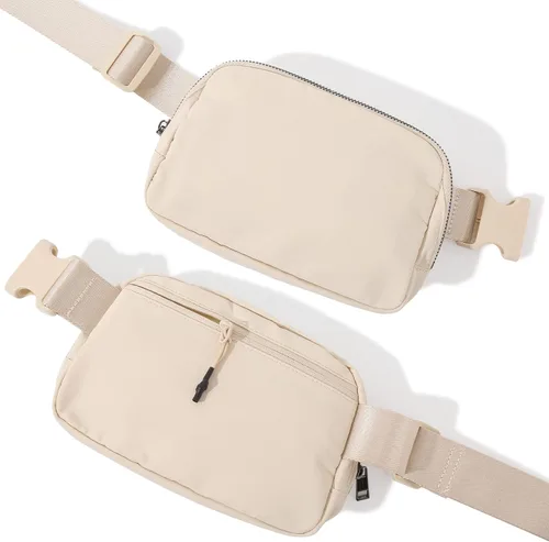 Vista 7 de TOBVZOO Riñonera cruzada para mujeres y hombres, en todas partes, riñonera resistente al agua, color beige