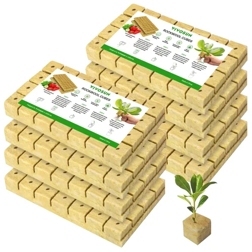 Vista 9 de VIVOSUN Cubos de Lana de Roca de 1.6", 28 Tapones Cubos Iniciadores de Cultivo de Lana de Piedra para Esquejes, Clonación, Propagación de Plantas
