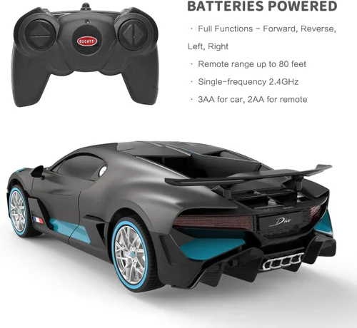 Vista 6 de RASTAR Bugatti - Auto a control remoto Bugatti Divo 1:24, auto de juguete Bugatti para niños y adultos