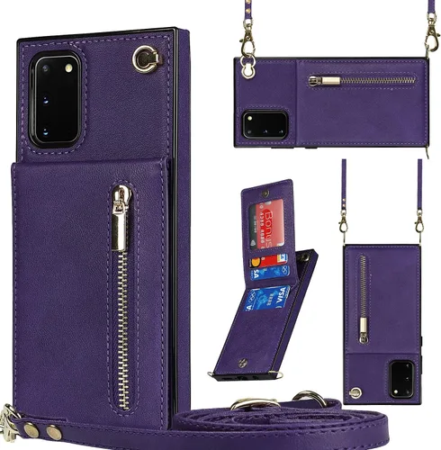 Vista 10 de Funda para teléfono Samsung Galaxy Note 9 con correa cruzada, tarjetero de cuero, ranuras de crédito, soporte magnético, accesorio para celular
