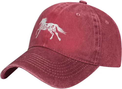 Vista 9 de Gorra de béisbol vintage con diseño floral y de caballo ajustable para mamá y papá Negro