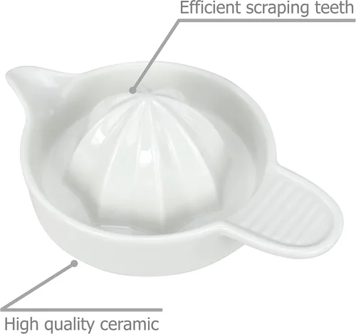 Vista 7 de EIKS Exprimidor manual de cerámica para exprimir cítricos, limón, naranja, pomelos, frutas, paquete con cuchara y cepillo de limpieza