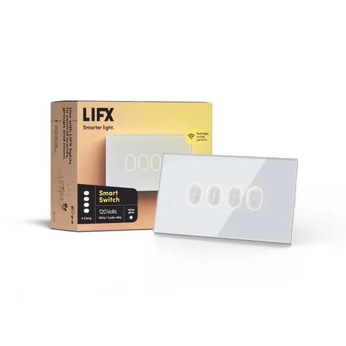 Vista 10 de LIFX Conmutador inteligente, interruptor táctil inteligente Wi-Fi de 2 botones en pared (Blanco)