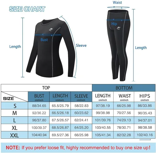Vista 6 de MeetHoo Ropa interior térmica para mujer, conjunto de compresión de capa base cálida para invierno, forro polar, pantalones largos para correr