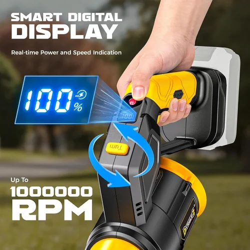 Vista 4 de DIYtoolifz Soplador de hojas inalámbrico compatible con Dewalt 20V, rotación de 180°, soplador de hojas de mano de 600 CFM, motor sin escobillas