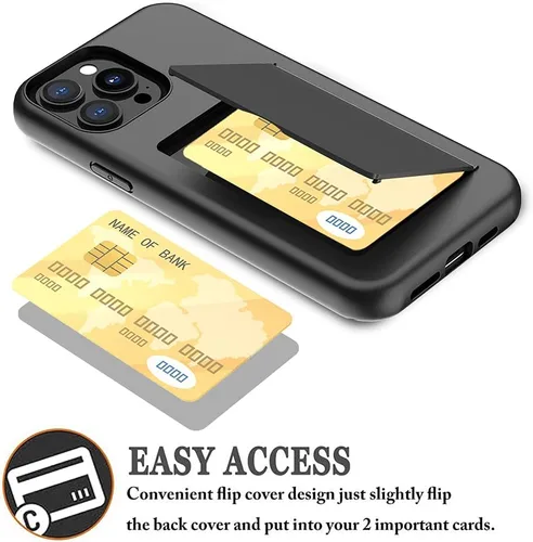 Vista 4 de Funda protectora para iPhone 13 Pro con tarjetero y ranura para tarjeta de crédito, color negro