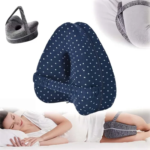 Vista 8 de Almohada de alineación para dormir de lado, pierna rodilla y columna vertebral suave para dormir de lado, almohadas de espuma viscoelástica con Gris