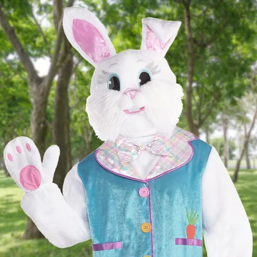 Vista 2 de Party City Disfraz de conejo de Pascua de lujo para adultos con tocado color blanco