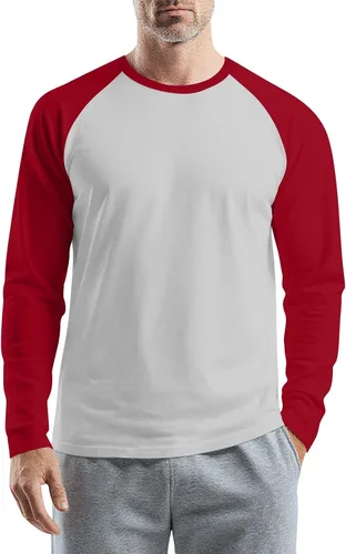 Vista 25 de Camisas de manga larga para hombre, camiseta casual de cuello redondo, suave, elástica, M-3XL