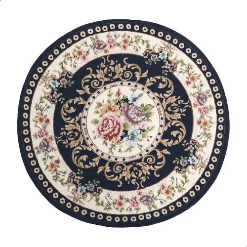 Vista 9 de Alfombra redonda floral de 2.6 pies, clásica, antideslizante, lavable a máquina, alfombra de cocina sostenible, alfombra tradicional para sala