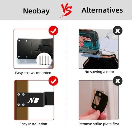 Vista 4 de Neobay Pestillo de puerta de acero para gatos, accesorio de puerta para gatos que mantiene a los perros fuera de la caja de arena para gatos, tapón