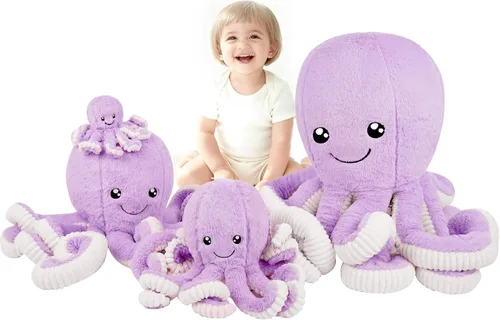 Vista 14 de DENTRUN Pulpo de peluche gigante, muñeca de pulpo de peluche para niños, niñas, adultos, regalo de cumpleaños, Navidad, Halloween, animales marinos