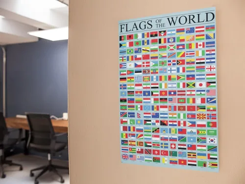 Vista 8 de Póster de Banderas del Mundo Geografía Decoración de Aula Cuadro de Referencia de País Internacional Arte de Pared Genial Póster Impreso 12x18