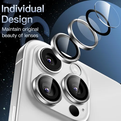 Vista 3 de JETech Protector de lente de cámara para iPhone 16 Pro de 6.3 pulgadas y iPhone 16 Pro Max de 6.9 pulgadas, cubierta de anillo individual de metal