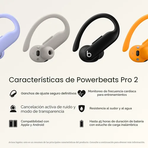 Vista 2 de Beats Powerbeats Pro 2 Auriculares inalámbricos Bluetooth – Cancelación de ruido, monitor de frecuencia cardíaca, IPX4, batería de hasta 45 horas