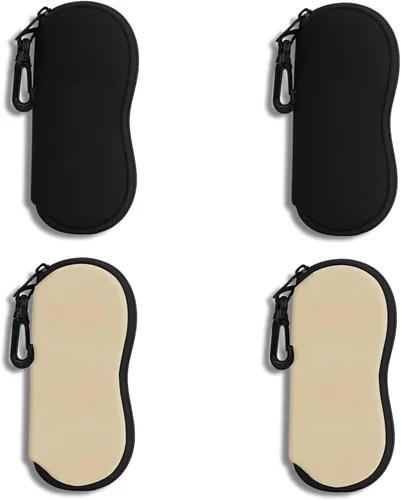 Vista 28 de Hion Sunglasses Case Ultra Light Neoprene Zipper Eyeglass Soft Case with Belt Clip