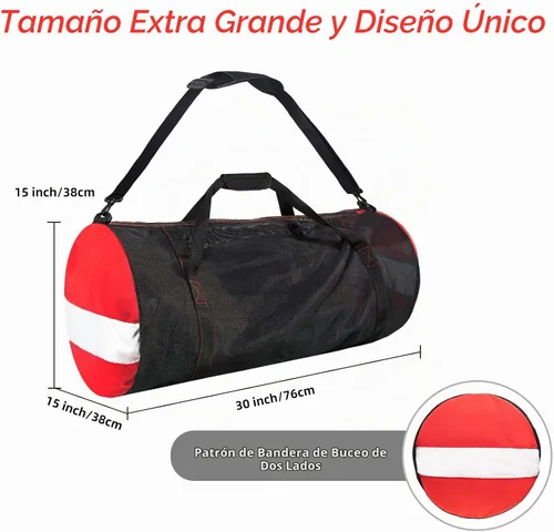 Vista 2 de Bolsa de lona de buceo de malla, bolsas de playa deportivas extragrandes con correa de hombro ajustable, bolsas y cremallera