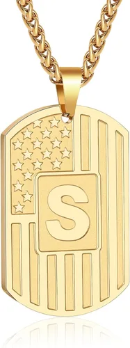 Vista 77 de Bellino Regalos de graduación – Collar con letra inicial de la A a la Z para hombres, niños, adolescentes, acero inoxidable, bandera estadounidense