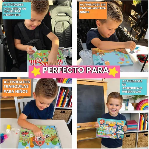 Vista 5 de Libros de calcomanías para niños pequeños de 2 a 4 años, libro de calcomanías para niños pequeños, actividades de aprendizaje preescolar Azul