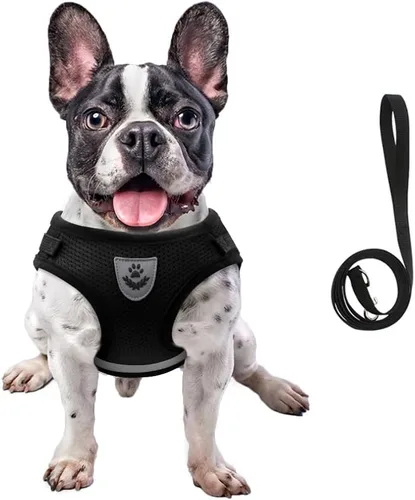 Vista 22 de FEimaX juego de arnés y correa para perro para caminar, de malla suave ajustable de control fácil, arneses de chaleco ligeros para gatos con tiras