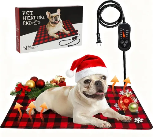 Vista 10 de Almohadilla térmica para mascotas, cama para gatos con temperatura ajustable con temporizador, cama térmica impermeable para perros con cable
