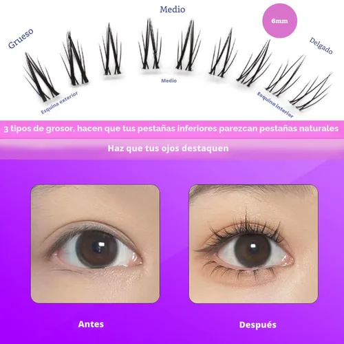 Vista 3 de DAODER - Extensiones de pestañas en racimo de pestañas inferiores, 90 unidades, aspecto natural, pestañas transparentes para pestañas inferiores