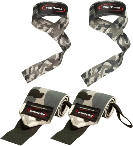 Vista 10 de Rip Toned Wrist Wraps & Lifting Straps Combo – Dynamic Duo Push & Pull Support for Weightlifting – Wrist Support Wraps + Padded Grip Straps for