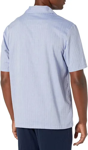Vista 2 de Nautica Camiseta de pijama de manga corta para hombre, 100% algodón, suave, tejida con botones