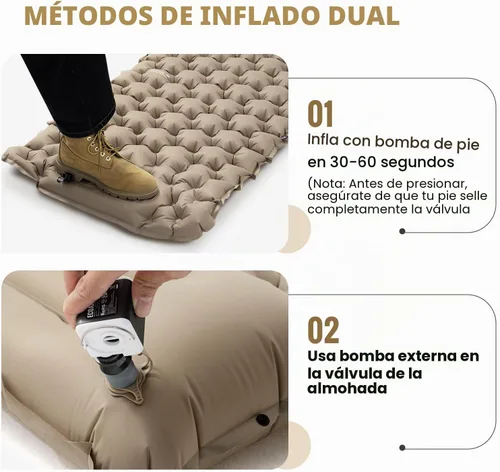 Vista 4 de ONETIGRIS Blackcrystal - Colchoneta de dormir ultraligera para acampar con almohada con bomba de pie incorporada, colchoneta inflable compacta