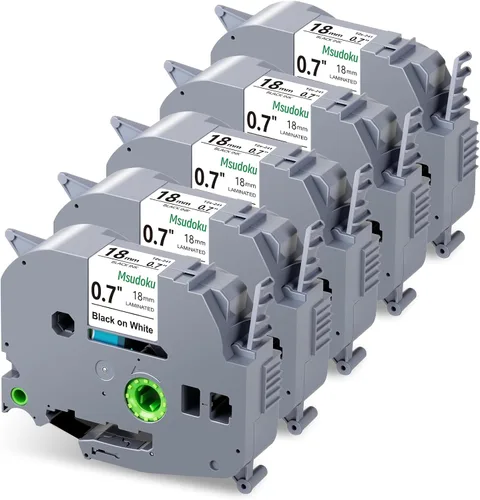 Vista 10 de Paquete de 4 cintas TZe TZ de 0.709 in 0.7 laminadas blancas de repuesto para cinta Brother TZe-241 TZe241 TZ-241 TZ241 TZ241 0.709 in etiqueta