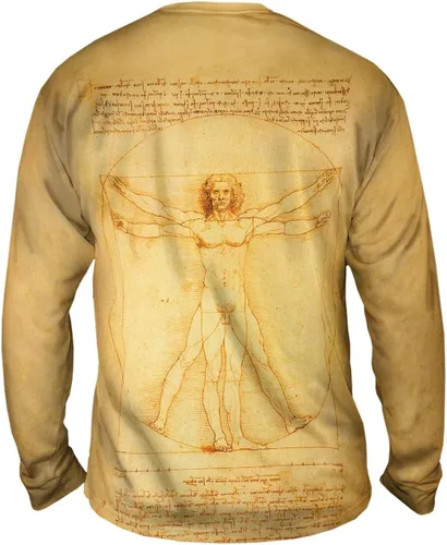 Vista 2 de Yizzam- Leonardo da Vinci - Vitruvian Man (1490) Camiseta de manga larga para hombre