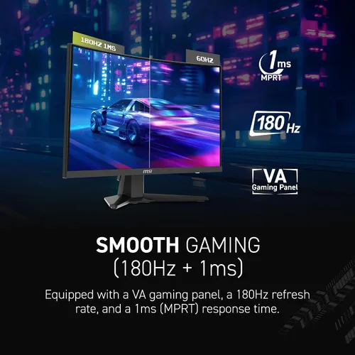 Vista 2 de msi MAG 244C - Monitor para juegos de 24 pulgadas, 1920 x 1080 (FHD), 180Hz, AMD FreeSync, HDMI, DisplayPort, VESA, inclinación, altura ajustable