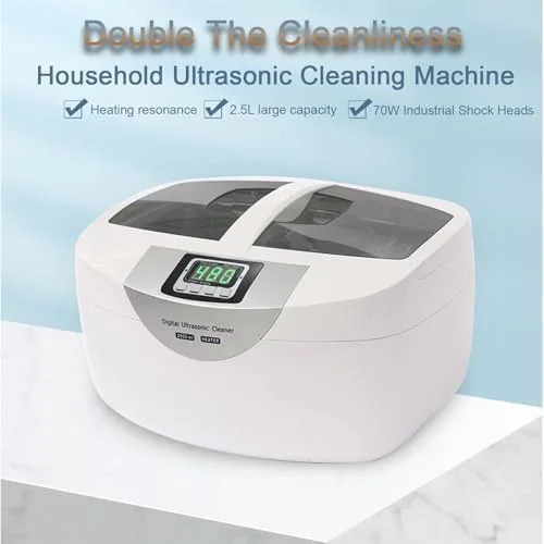 Vista 6 de Ultra Cleaner digital 2.5L - Temporizador de 5 niveles, calefacción a 149.0 °F, fácil de limpiar para joyas, relojes, gafas, frutas y más, potente
