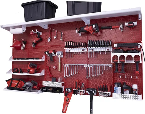 Vista 20 de OmniWall Weekend Warrior XL - Sistema de organización de pared de metal (negro/azul)