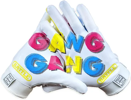 Vista 30 de Battle Sports - Guantes de fútbol americano para receptor abierto con dorso de mano, ultraadherentes y con agarre, antideslizantes, para adultos