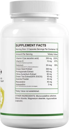Vista 2 de HUJ Cell Antiox+ Suplemento – Antioxidantes superiores y apoyo celular – Contiene extracto de semilla de uva, extracto de granada, resveratrol