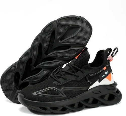 Vista 7 de SPOSENS Zapatos para caminar para hombre, zapatos de tenis ligeros, zapatos para correr para hombre, zapatos casuales sin cordones para gimnasio