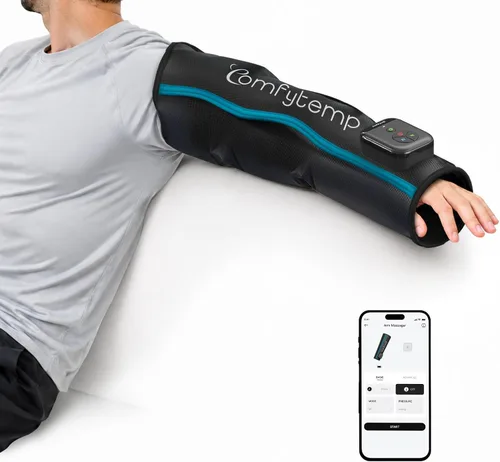 Vista 8 de Comfytemp Masajeador de brazos de compresión de aire para circulación y alivio del dolor, manga de compresión portátil de brazo completo para codo