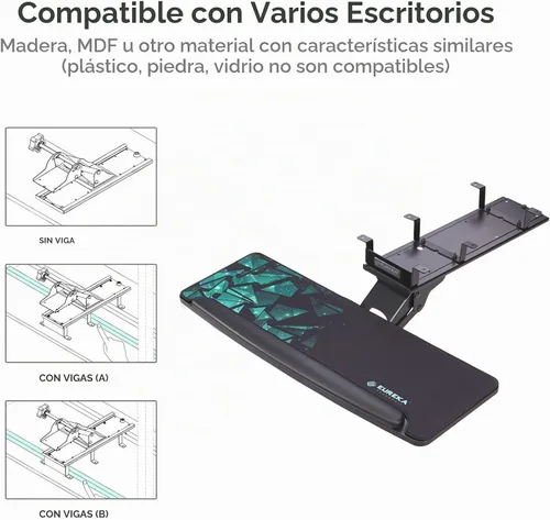 Vista 9 de EUREKA ERGONOMIC Escritorio curvo para juegos de 60 pulgadas con bandeja de teclado ajustable grande
