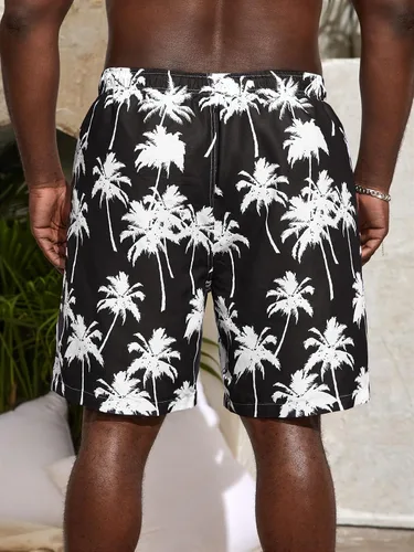 Vista 2 de Floerns Traje de baño con estampado gráfico y cordón en la cintura para hombre
