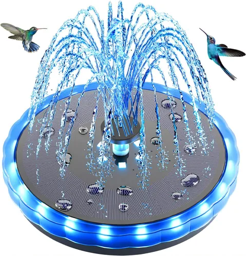 Vista 3 de SZMP Fuente solar de 3.5 W 2023 mejorada y bomba de fuente solar de 4 W para baño de pájaros, bomba de fuente solar con boquilla 7 en 1, 4 tubos