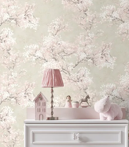 Vista 7 de NextWall Cherry Blossom Grove - Papel tapiz para despegar y pegar (pergamino y rosa)