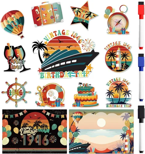 Vista 11 de 13 piezas de decoración de puerta de crucero de piña, imanes divertidos de piña tropical para crucero, reutilizables, divertidos letreros magnéticos
