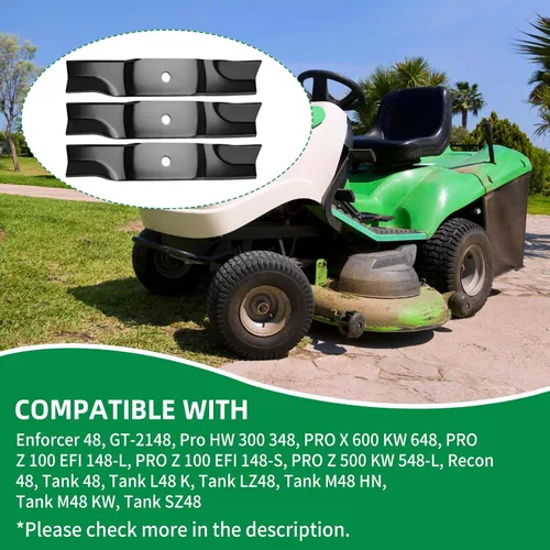 Vista 5 de Cuchillas de alta elevación 942-04417 compatibles con cubiertas de corte MTD/Cub Cad et de 48 pulgadas, 01005336 cuchillas de cortacésped