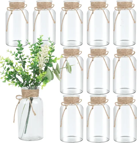 Vista 8 de Jarrón de cristal vintage, jarrones de centro de mesa de vidrio de granja, tarros de masón para bodas, fiestas y decoración del hogar a granel