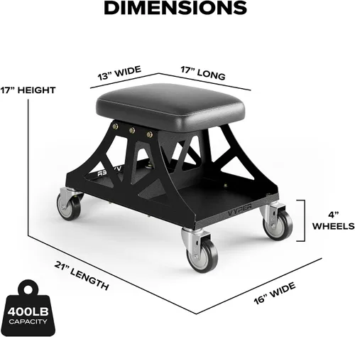 Vista 2 de Vyper Low Pro - Taburete de garaje con asiento extraíble para mecánicos, automoción, bricolaje, silla de taller con ruedas de capacidad de 400