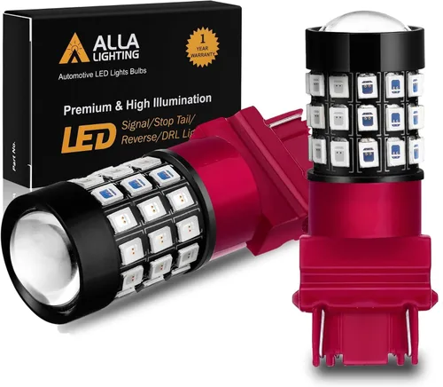 Vista 10 de Alla Lighting T25 3157 3156 Freno estroboscópico LED, bombillas de marcha atrás de respaldo, 6000K xenón blanco súper brillante 2835 39-SMD alta