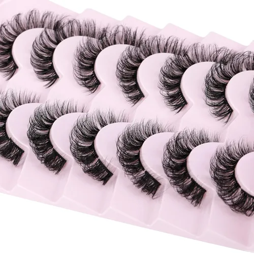 Vista 6 de Extensiones de pestañas naturales en racimo, pestañas postizas de aspecto natural wispy, pestañas individuales, tiras 3D, extensiones de pestañas