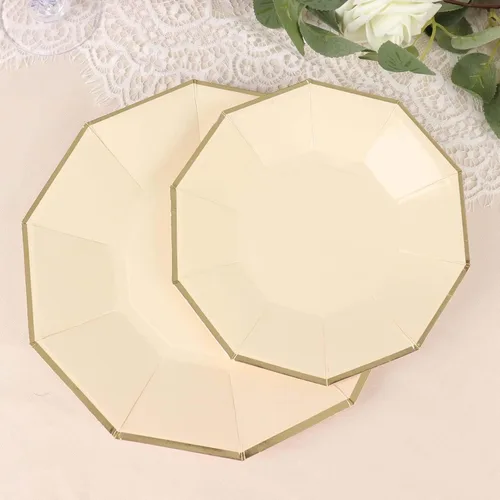 Vista 16 de Efavormart - Paquete de 25 platos de papel decagonal iridiscentes de 7.5 pulgadas, platos de postre geométricos resistentes de 300 GSM para Tipo 3