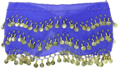 Vista 6 de Disfraz de danza del vientre de la India para mujer, con pantalones de harén, bufanda de cadera, disfraz de Halloween, Azul Real, Talla Única